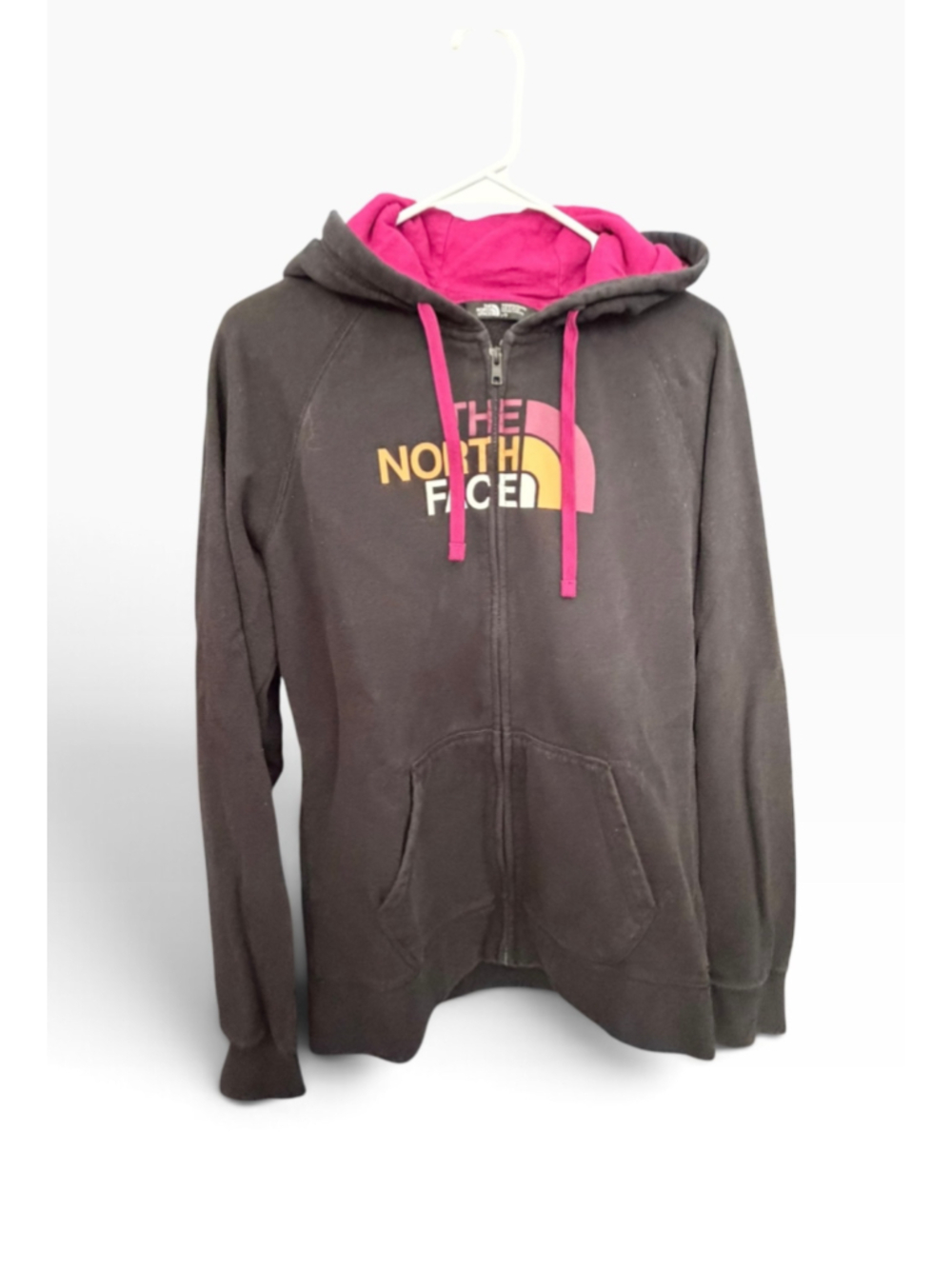 Women's The North Face Zip-Up Hoodie Black Pink Size L